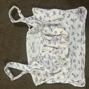 Hollister Cream and Blue Floral Top